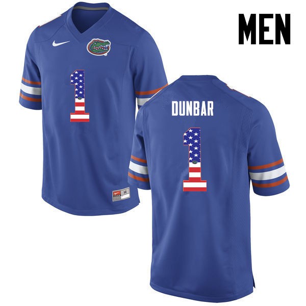 Florida Gators Men #1 Quinton Dunbar College Football USA Flag Fashion Blue